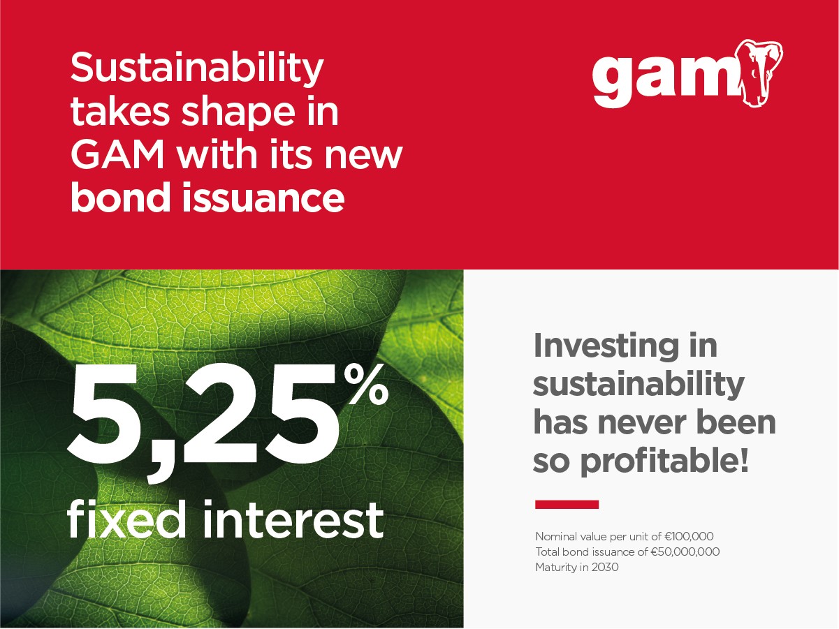 GAM completes its first sustainability-linked bond issue for fifty million euros