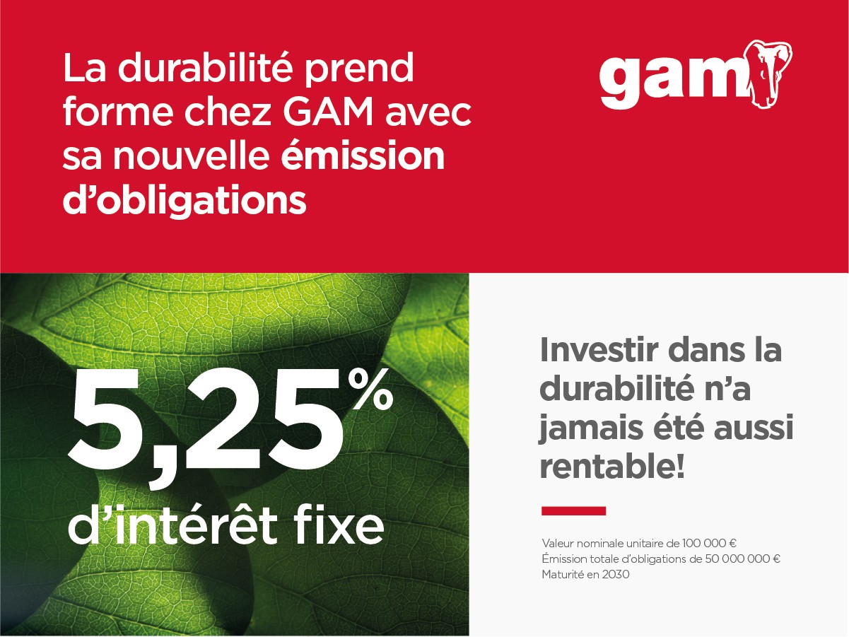 GAM réalise sa première émission d’obligations liées à la durabilité pour un montant de 50 millions d’euros